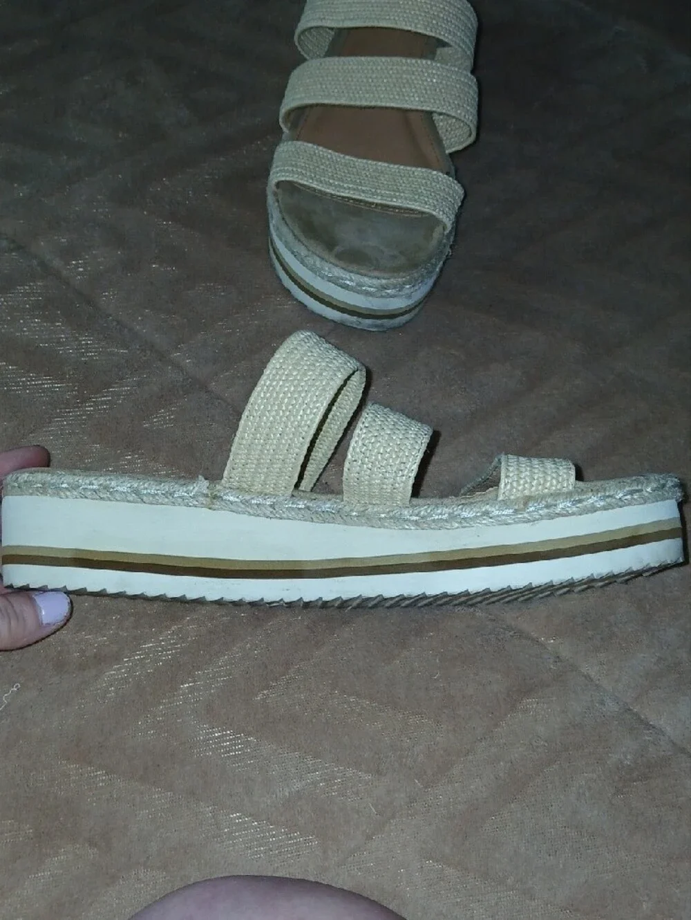 Womens Universal Thread Beige Woven Slide Platform Sandals Sz: 8.5